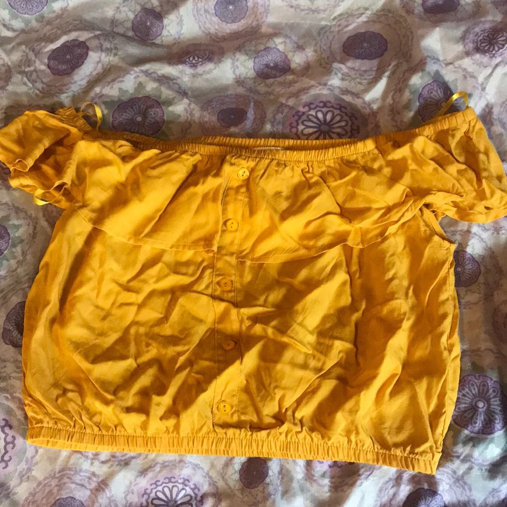 Deep Yellow off the shoulder crop top
